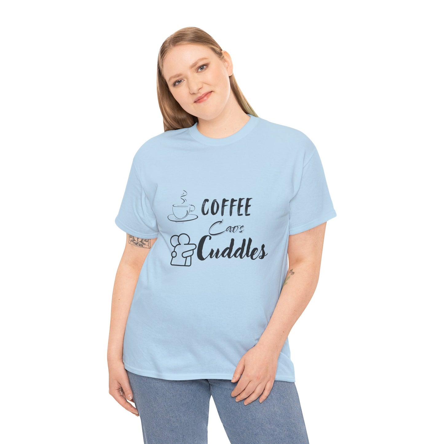 Cozy Coffee Cuddles Unisex Heavy Cotton Tee- Women