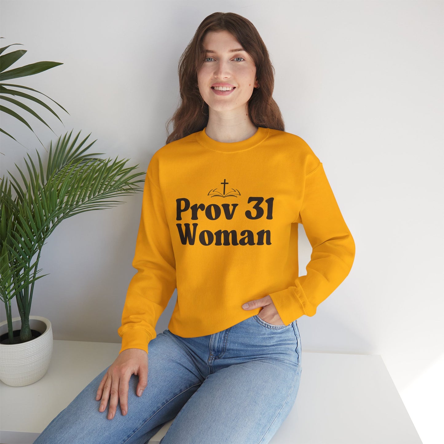 Faith-Inspired Unisex Crewneck Sweatshirt, Prov 31 Woman Gift, Cozy Apparel, Christian Fashion, Spirituality, Everyday Wear