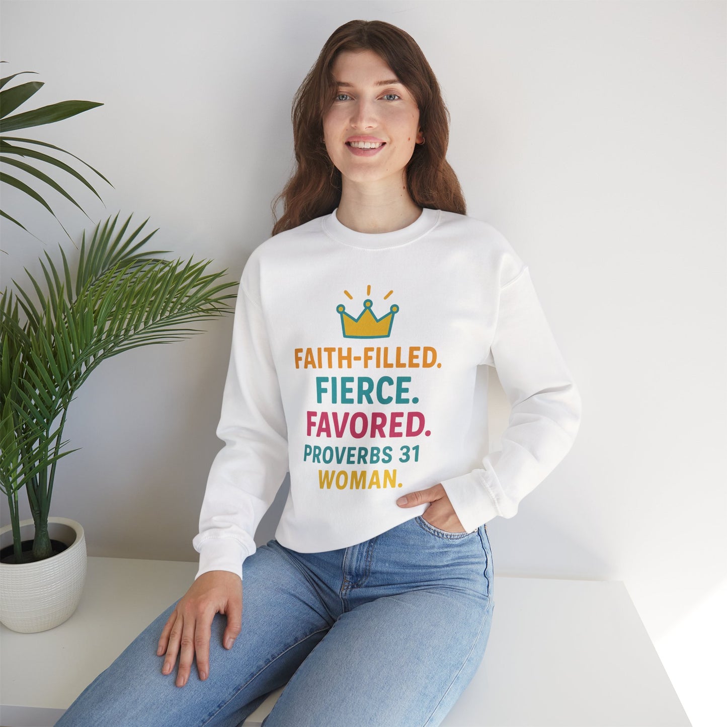 Faith-Filled Proverbs 31 Woman Sweatshirt, Inspirational Crewneck, Motivational Apparel, Christian Gift, Faith-Based Clothing