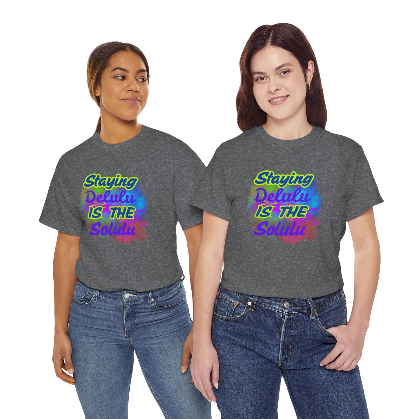 Colorful Staying Delulu Unisex Heavy Cotton Tee - Fun and Relaxed Vibe