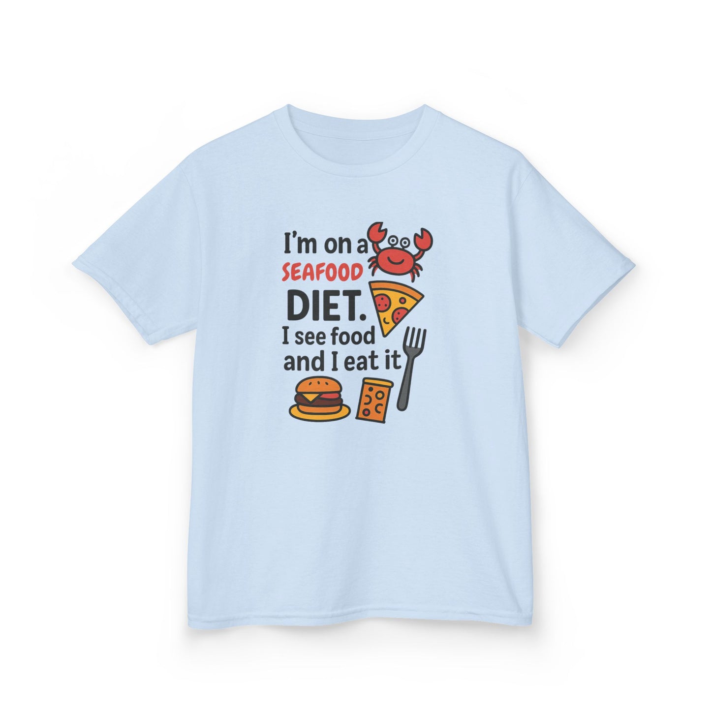 Kids Seafood Diet Tee - Fun Humor Shirt for Seafood Lovers, Birthday Gift, Cute Graphic T-Shirt, Children's Casual Wear, Party Outfit