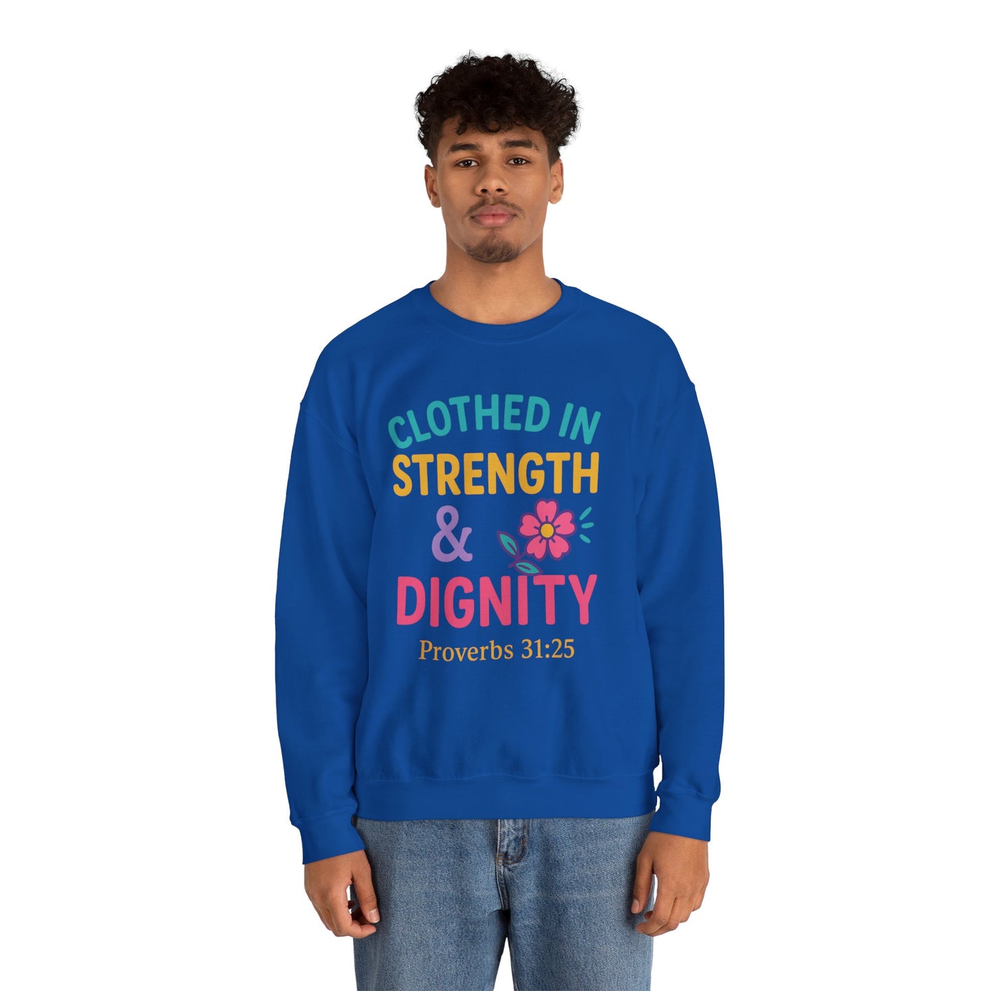 Strength & Dignity Sweatshirt for Women - Inspirational Crewneck, Perfect Gift for Moms, Birthdays, Encouragement, Proverbs 31:25