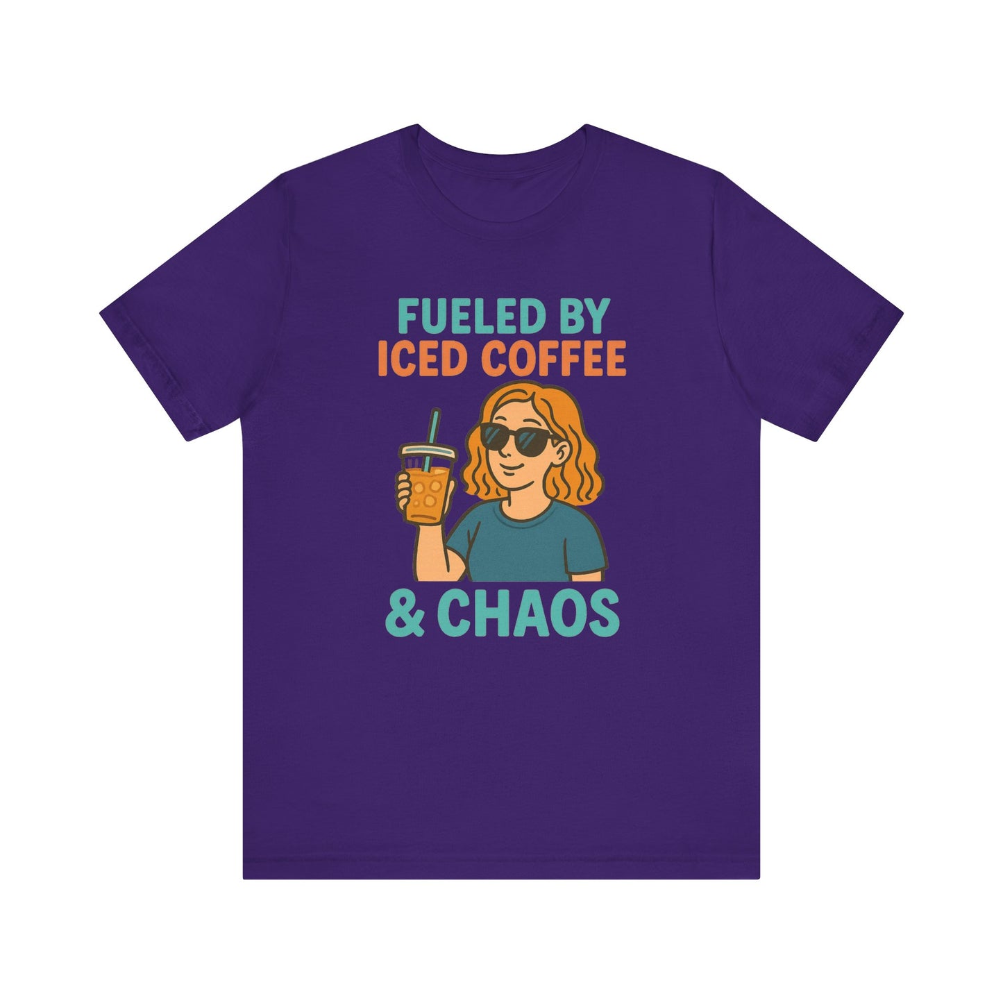 Fueled by Iced Coffee Unisex Tee, Summer Vibe Shirt, Coffee Lover Gift, Casual Wear, Gift for Friends, Funny Graphic Tee