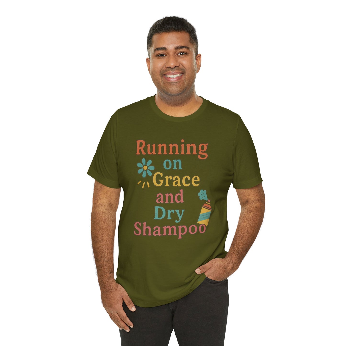 Running on Grace and Dry Shampoo Tee, Funny T-Shirt for Moms, Comfortable Everyday Wear, Gift for Hair Lovers, Trendy Casual Style