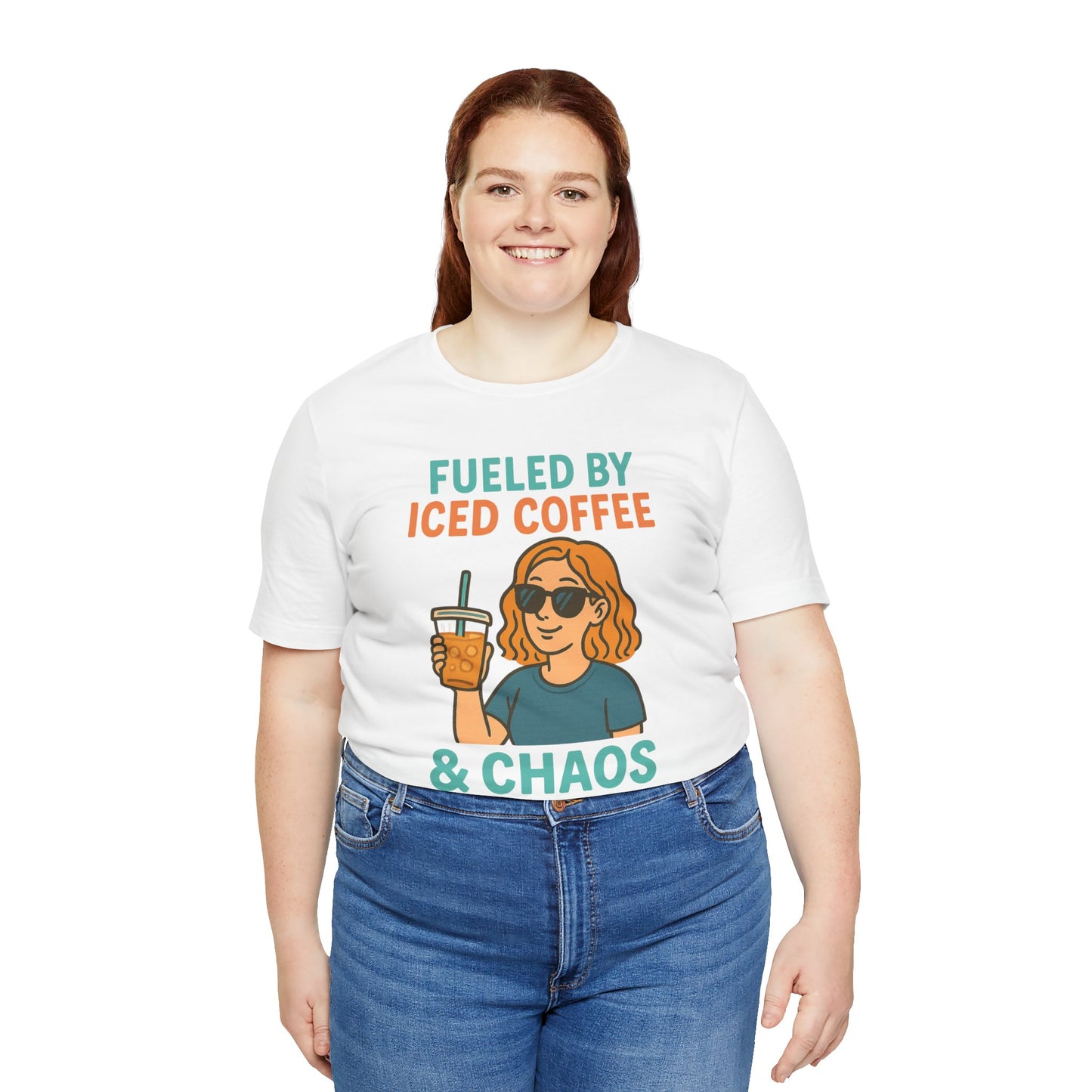 Fueled by Iced Coffee Unisex Tee, Summer Vibe Shirt, Coffee Lover Gift, Casual Wear, Gift for Friends, Funny Graphic Tee