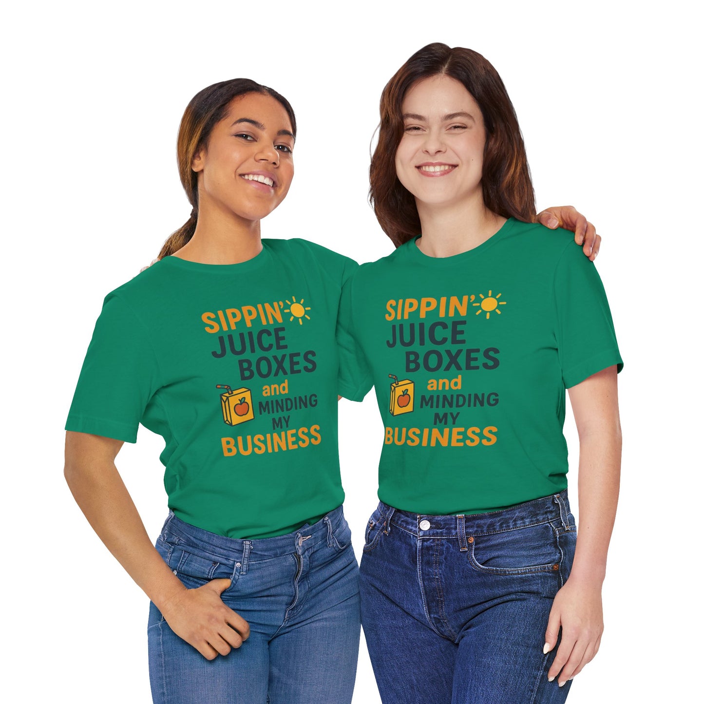 Sippin' Juice Boxes Graphic Tee, Fun Summer Shirt, Cute Gift for Kids, Playful Family Outing Top, Refreshing Summer Attire