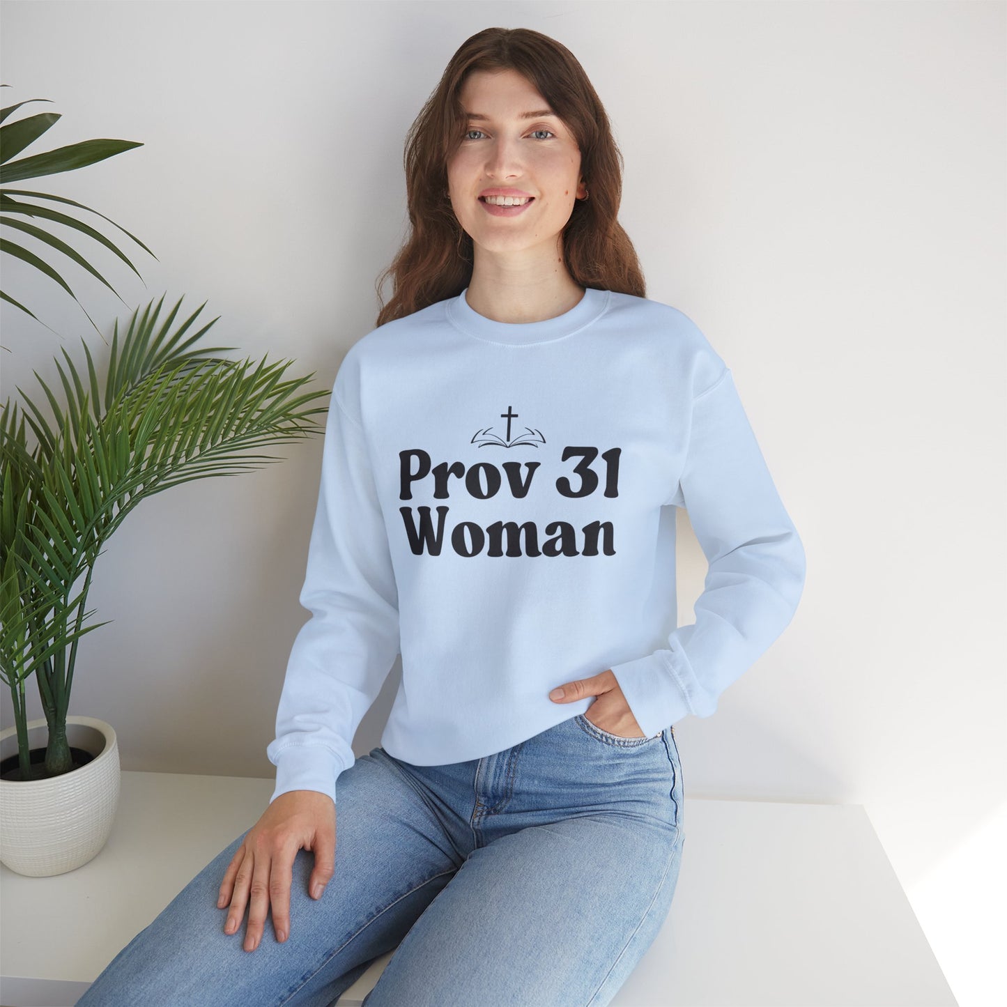 Faith-Inspired Unisex Crewneck Sweatshirt, Prov 31 Woman Gift, Cozy Apparel, Christian Fashion, Spirituality, Everyday Wear