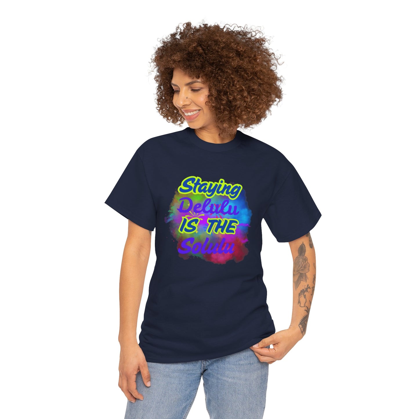 Colorful Staying Delulu Unisex Heavy Cotton Tee - Fun and Relaxed Vibe