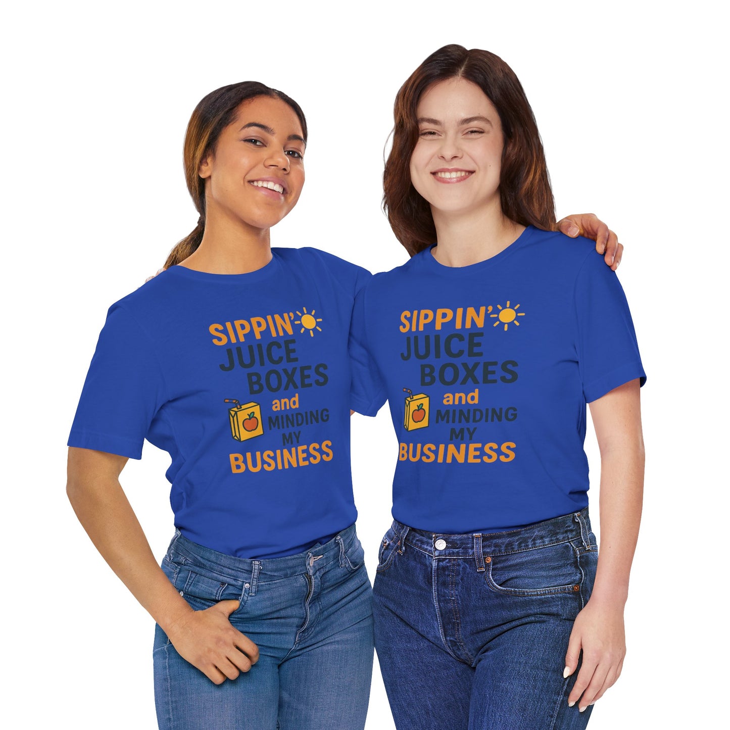 Sippin' Juice Boxes Graphic Tee, Fun Summer Shirt, Cute Gift for Kids, Playful Family Outing Top, Refreshing Summer Attire
