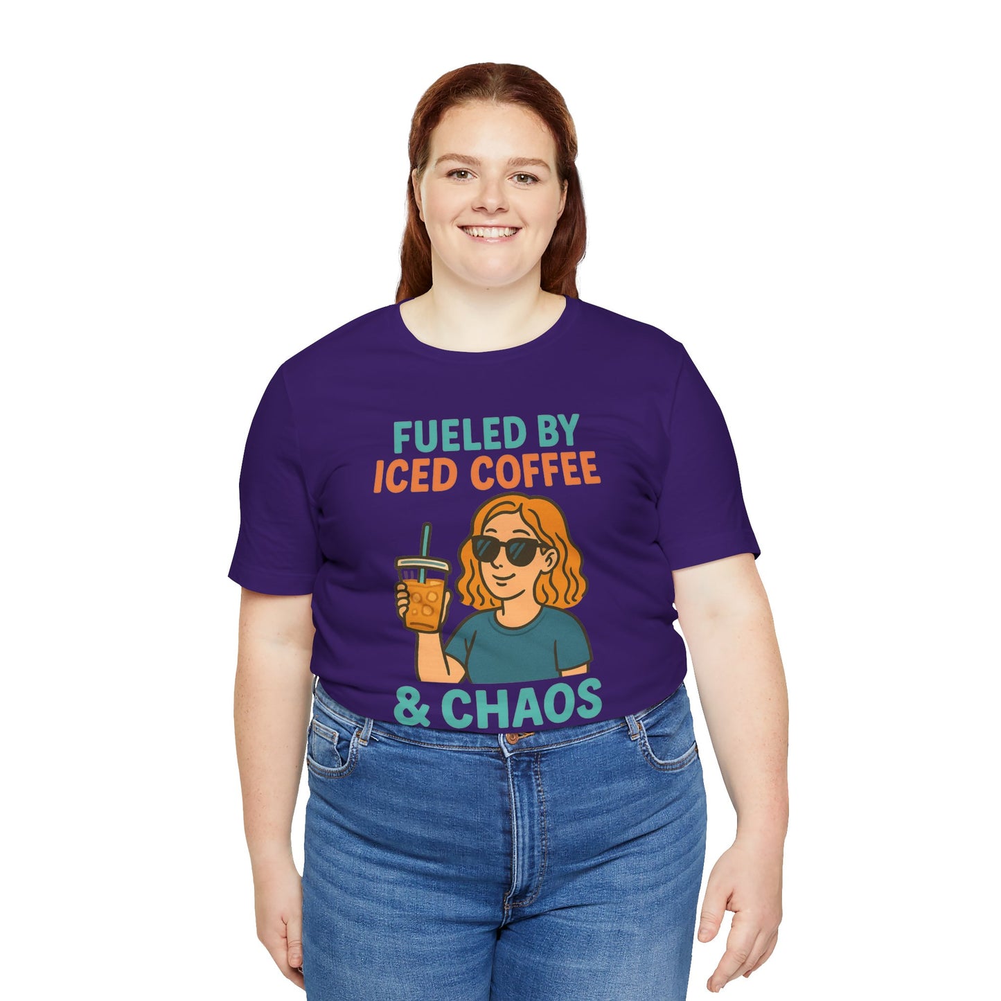 Fueled by Iced Coffee Unisex Tee, Summer Vibe Shirt, Coffee Lover Gift, Casual Wear, Gift for Friends, Funny Graphic Tee