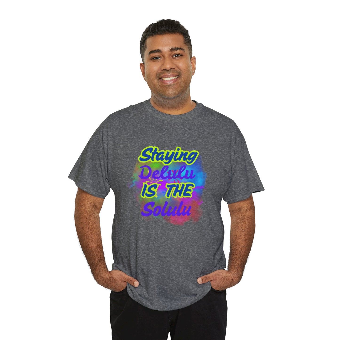 Colorful Staying Delulu Unisex Heavy Cotton Tee - Fun and Relaxed Vibe