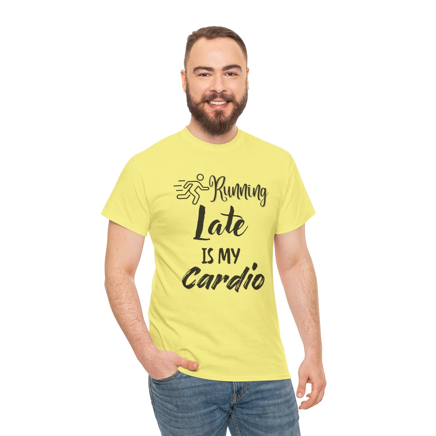 Running Late Is My Cardio Unisex Heavy Cotton Tee -Men