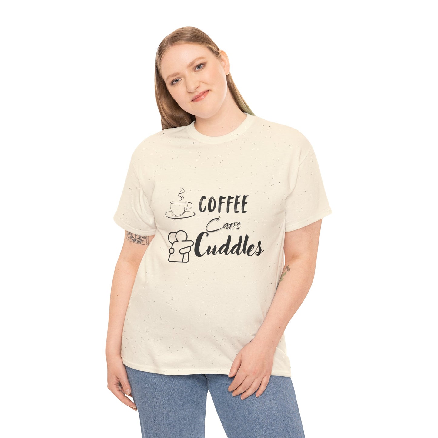 Cozy Coffee Cuddles Unisex Heavy Cotton Tee- Women