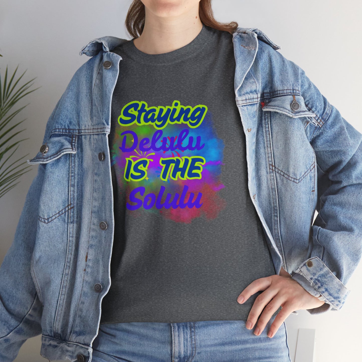 Colorful Staying Delulu Unisex Heavy Cotton Tee - Fun and Relaxed Vibe