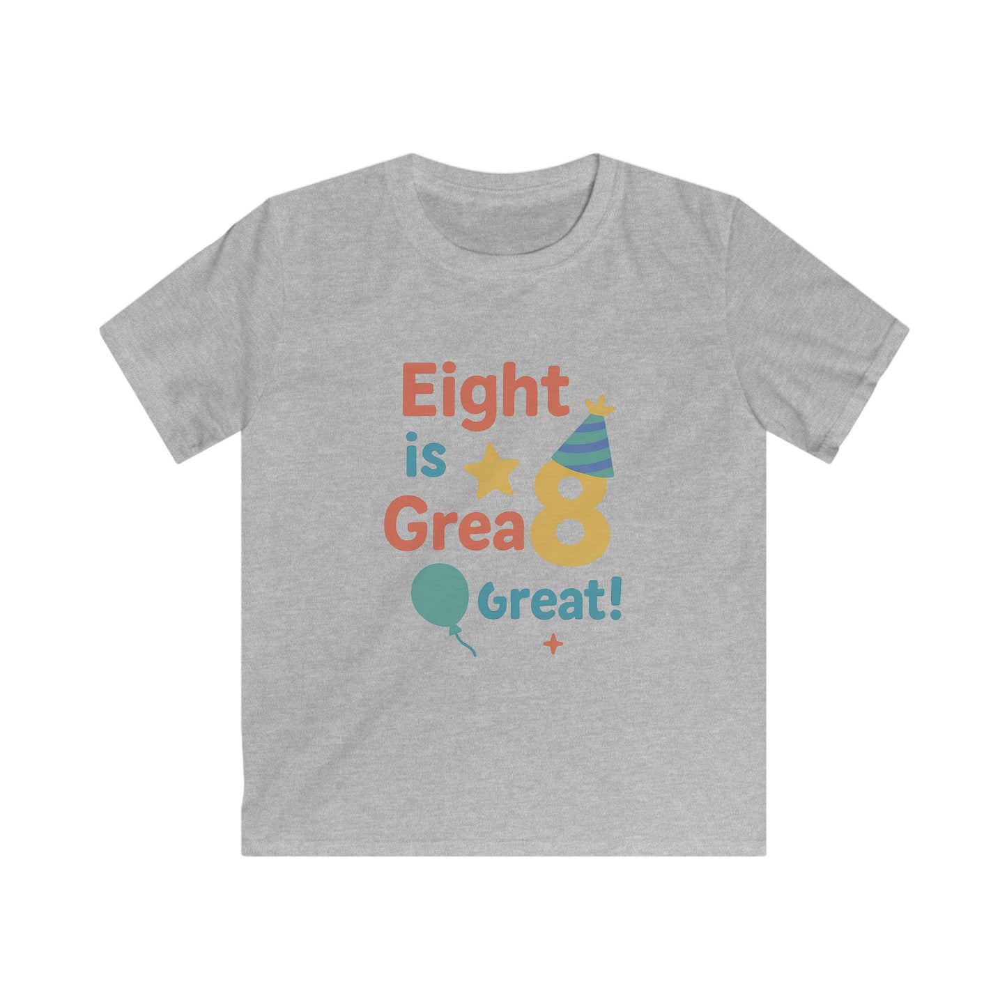 Birthday Celebration Kids Tee, Eight is Great Shirt, Children's Birthday Gift, Fun Party Outfit, Cute Kids Apparel