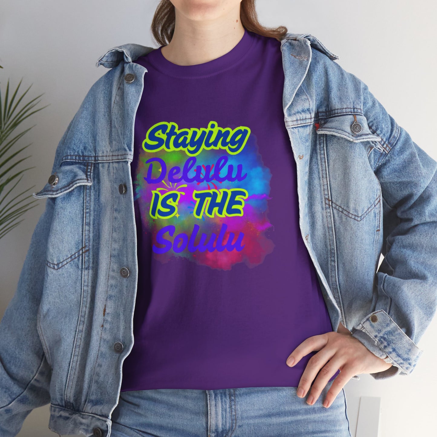 Colorful Staying Delulu Unisex Heavy Cotton Tee - Fun and Relaxed Vibe