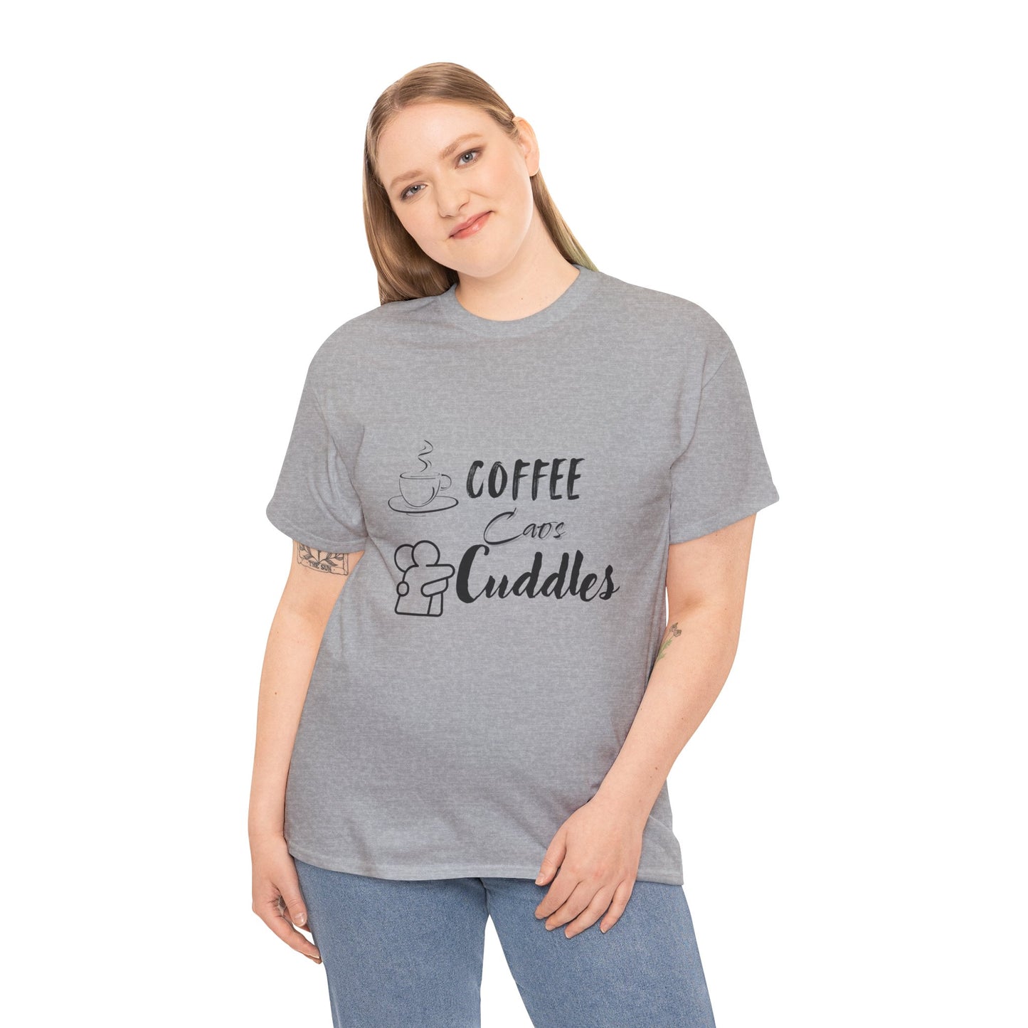 Cozy Coffee Cuddles Unisex Heavy Cotton Tee- Women