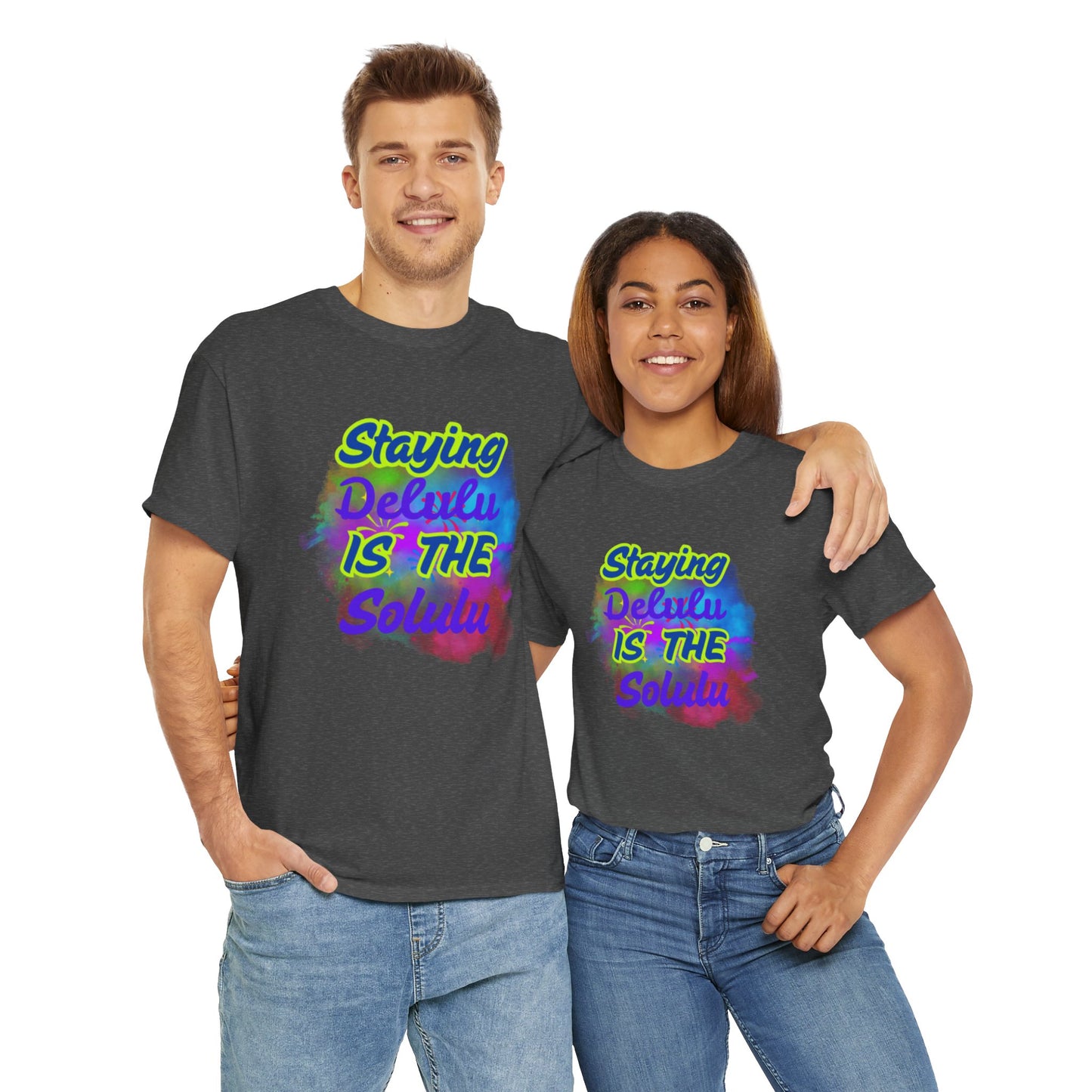 Colorful Staying Delulu Unisex Heavy Cotton Tee - Fun and Relaxed Vibe