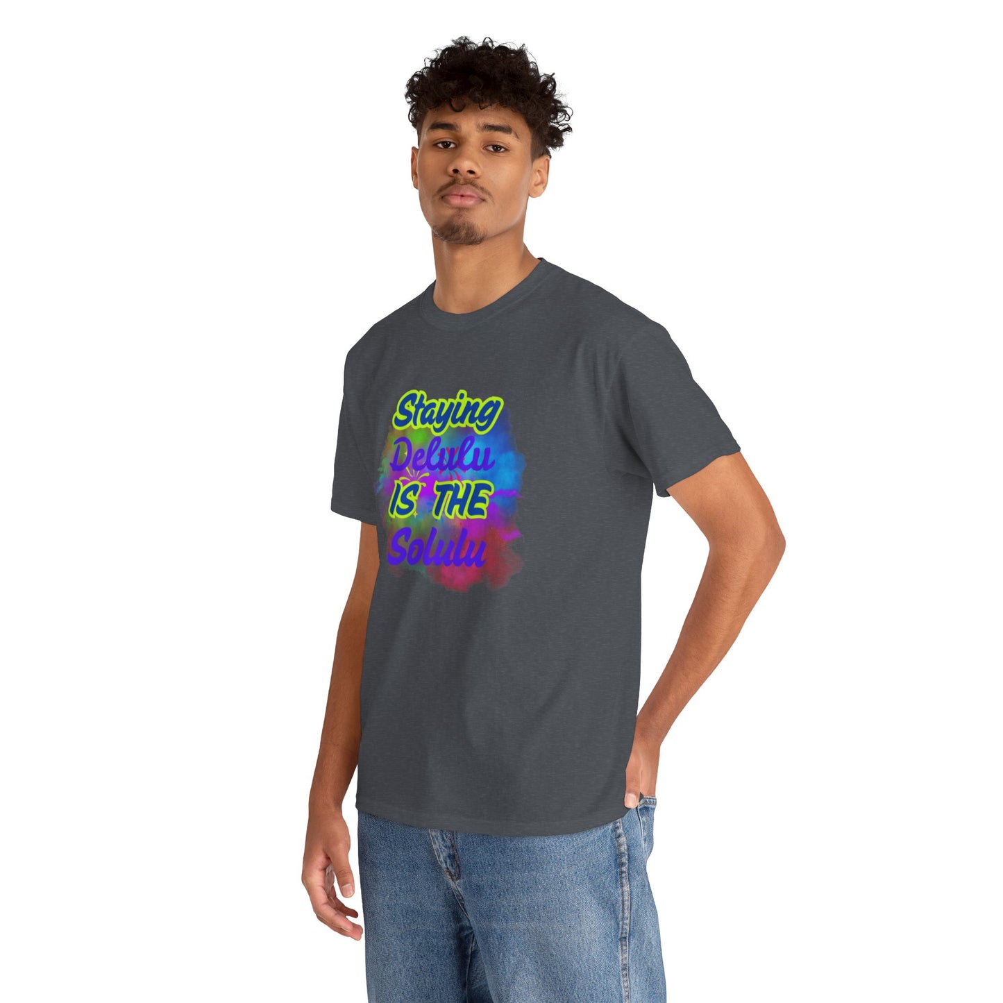 Colorful Staying Delulu Unisex Heavy Cotton Tee - Fun and Relaxed Vibe