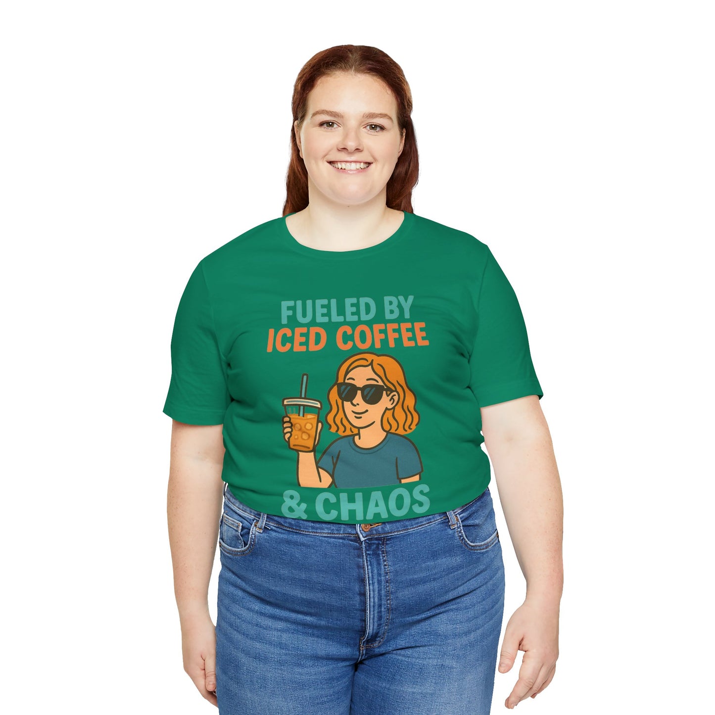 Fueled by Iced Coffee Unisex Tee, Summer Vibe Shirt, Coffee Lover Gift, Casual Wear, Gift for Friends, Funny Graphic Tee