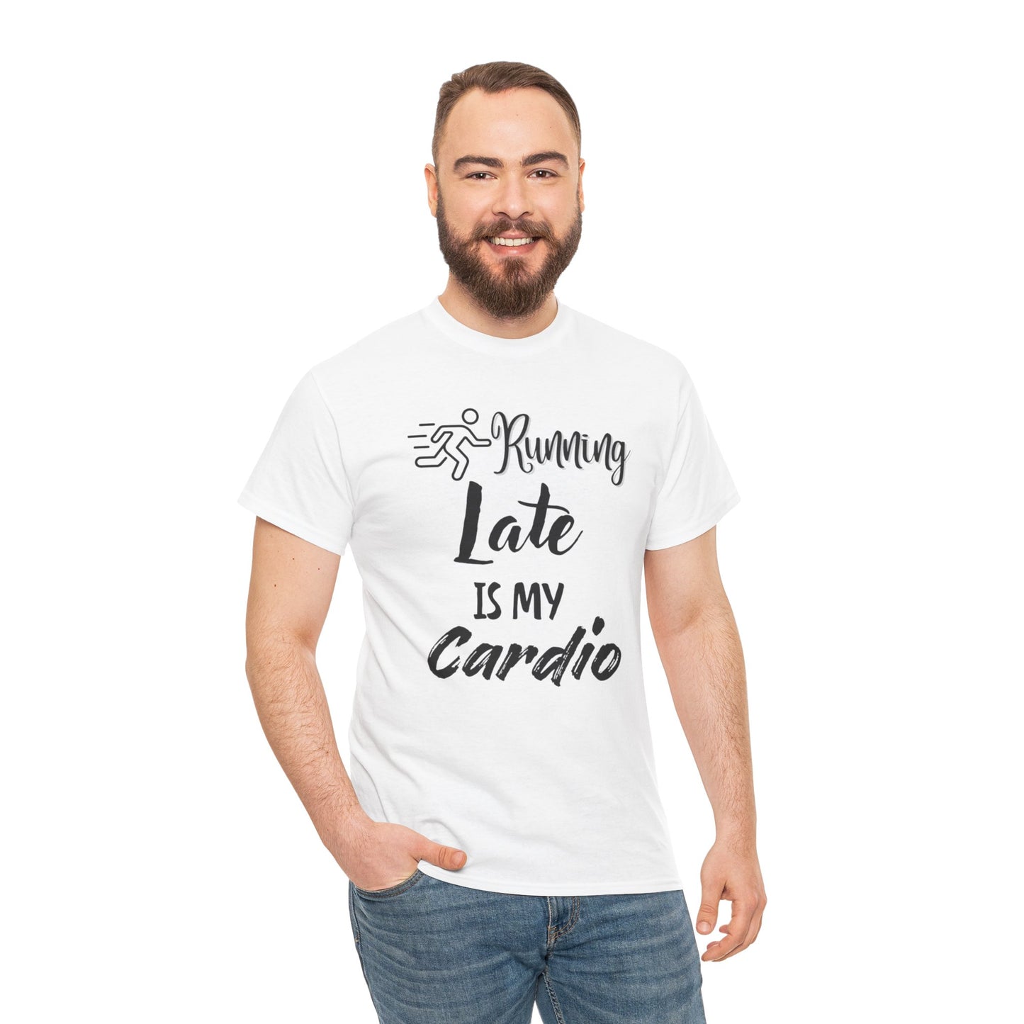 Running Late Is My Cardio Unisex Heavy Cotton Tee -Men