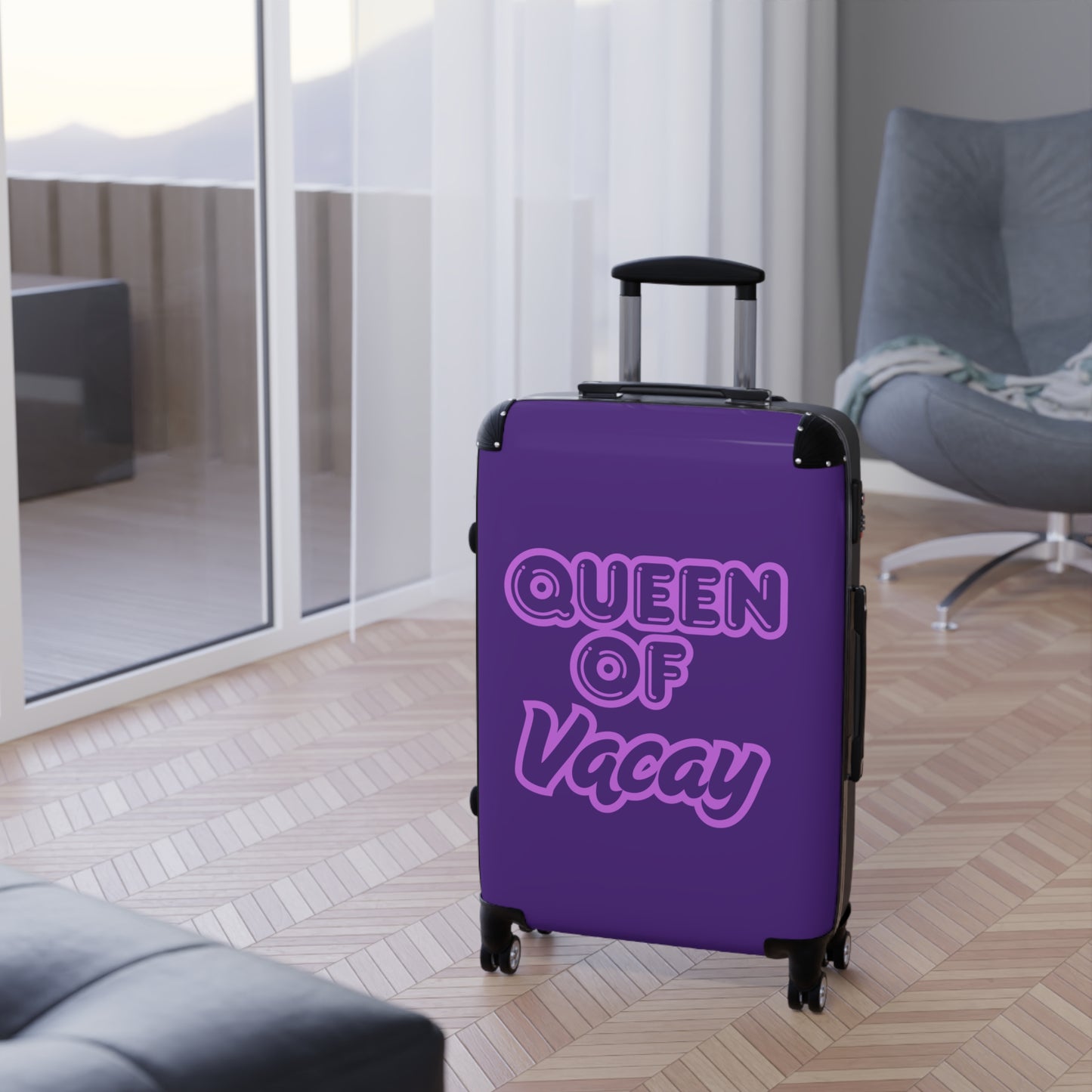 Purple Queen of Vacay Carry-On Suitcase