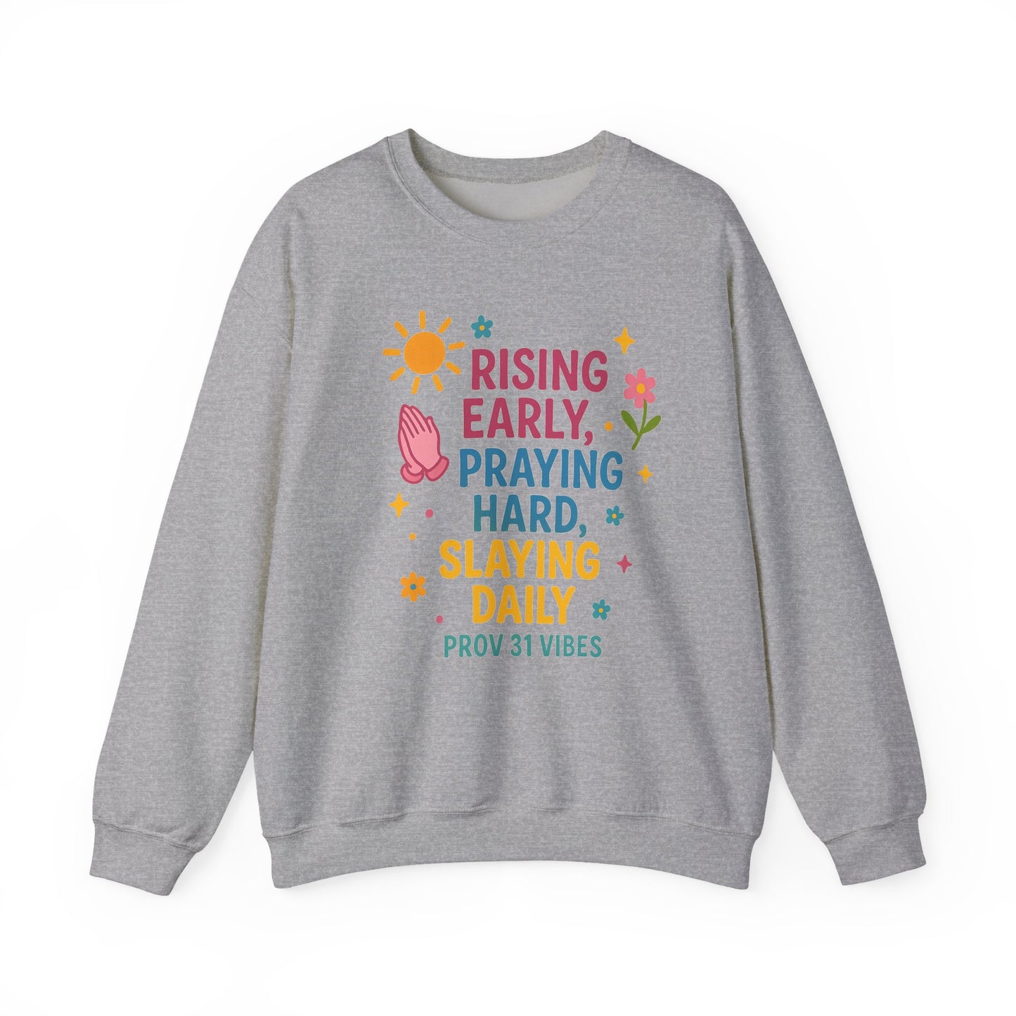 Risen & Slayin' Sweatshirt - Cozy Spiritual Gift for Her, Motivational Crewneck, Daily Inspiration Apparel, Church Outfit, Cute Casual Wear