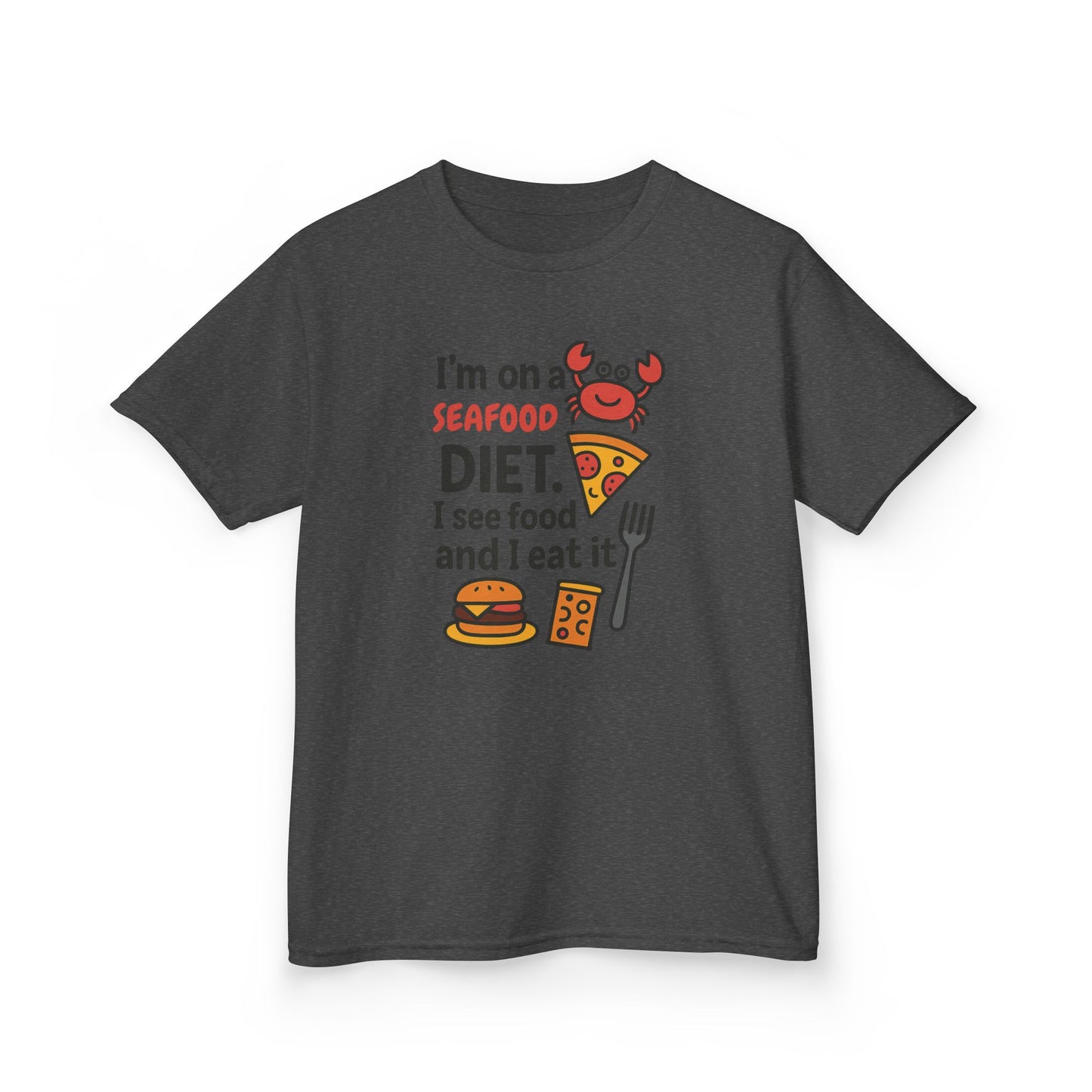 Kids Seafood Diet Tee - Fun Humor Shirt for Seafood Lovers, Birthday Gift, Cute Graphic T-Shirt, Children's Casual Wear, Party Outfit