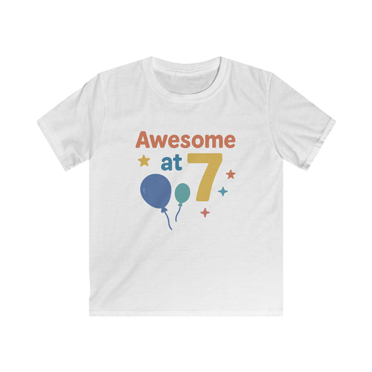 Kids Birthday T-Shirt, Awesome at 7 Tee, Birthday Celebration Shirt, Gift for Kids, Fun Casual Wear