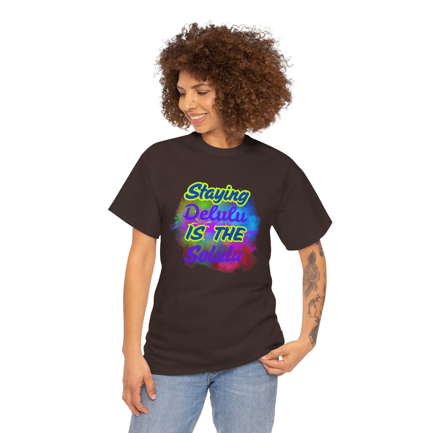 Colorful Staying Delulu Unisex Heavy Cotton Tee - Fun and Relaxed Vibe