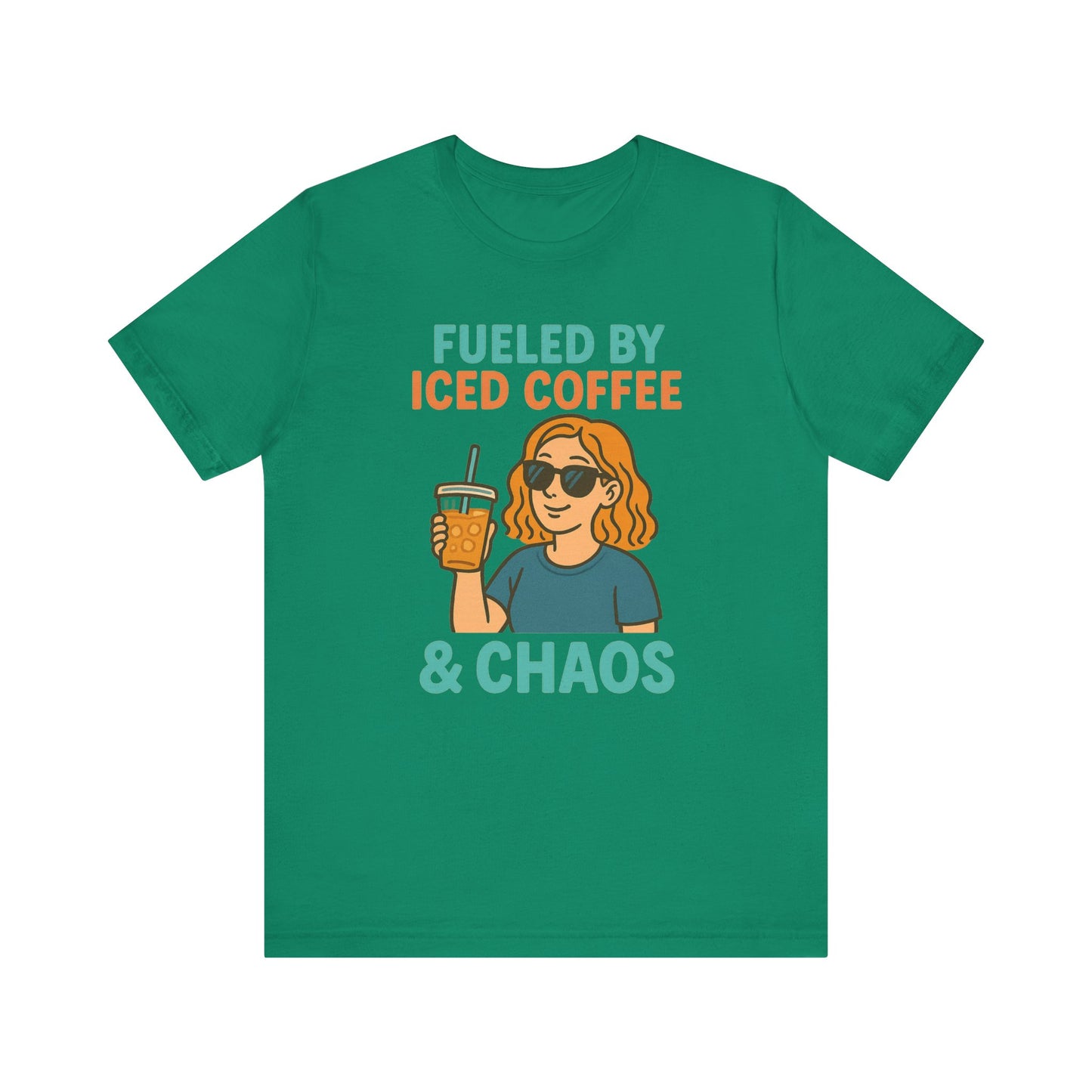 Fueled by Iced Coffee Unisex Tee, Summer Vibe Shirt, Coffee Lover Gift, Casual Wear, Gift for Friends, Funny Graphic Tee