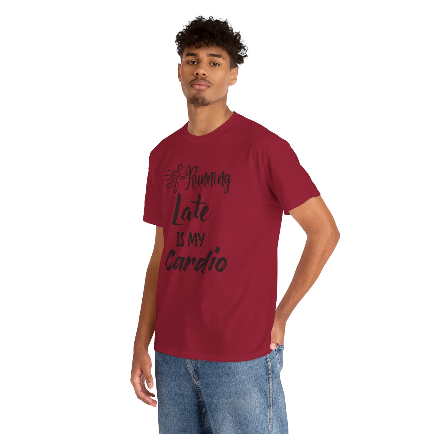 Running Late Is My Cardio Unisex Heavy Cotton Tee -Men
