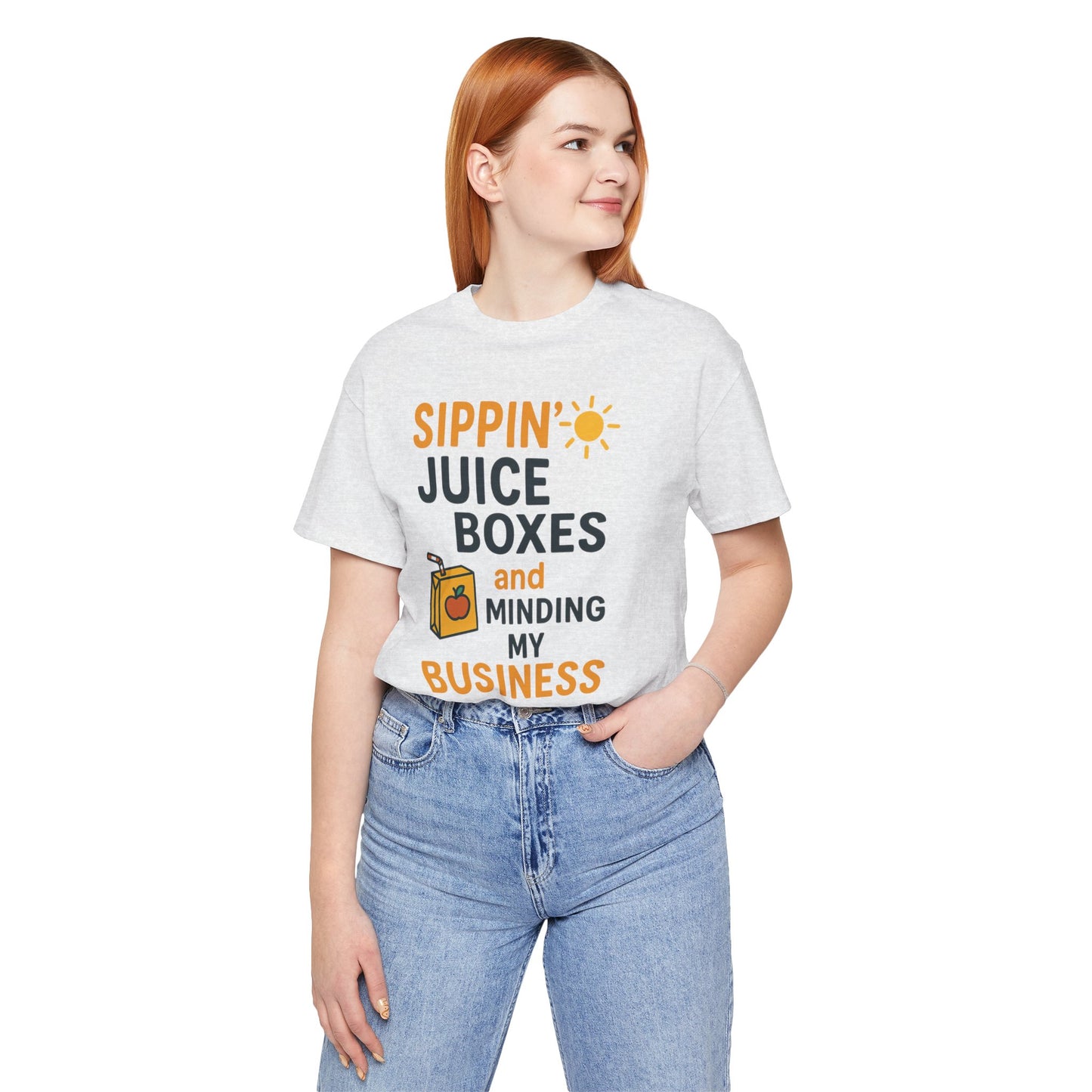 Sippin' Juice Boxes Graphic Tee, Fun Summer Shirt, Cute Gift for Kids, Playful Family Outing Top, Refreshing Summer Attire