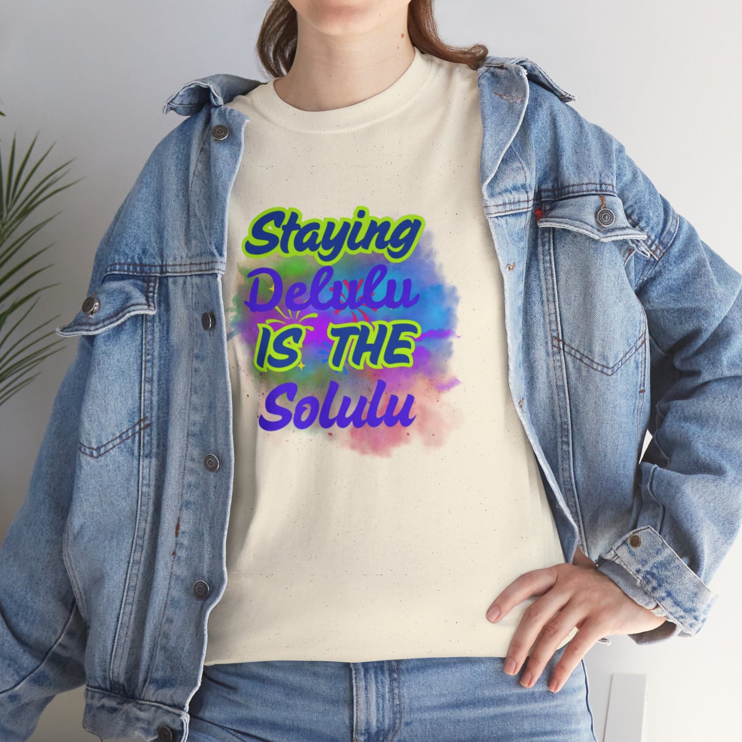 Colorful Staying Delulu Unisex Heavy Cotton Tee - Fun and Relaxed Vibe
