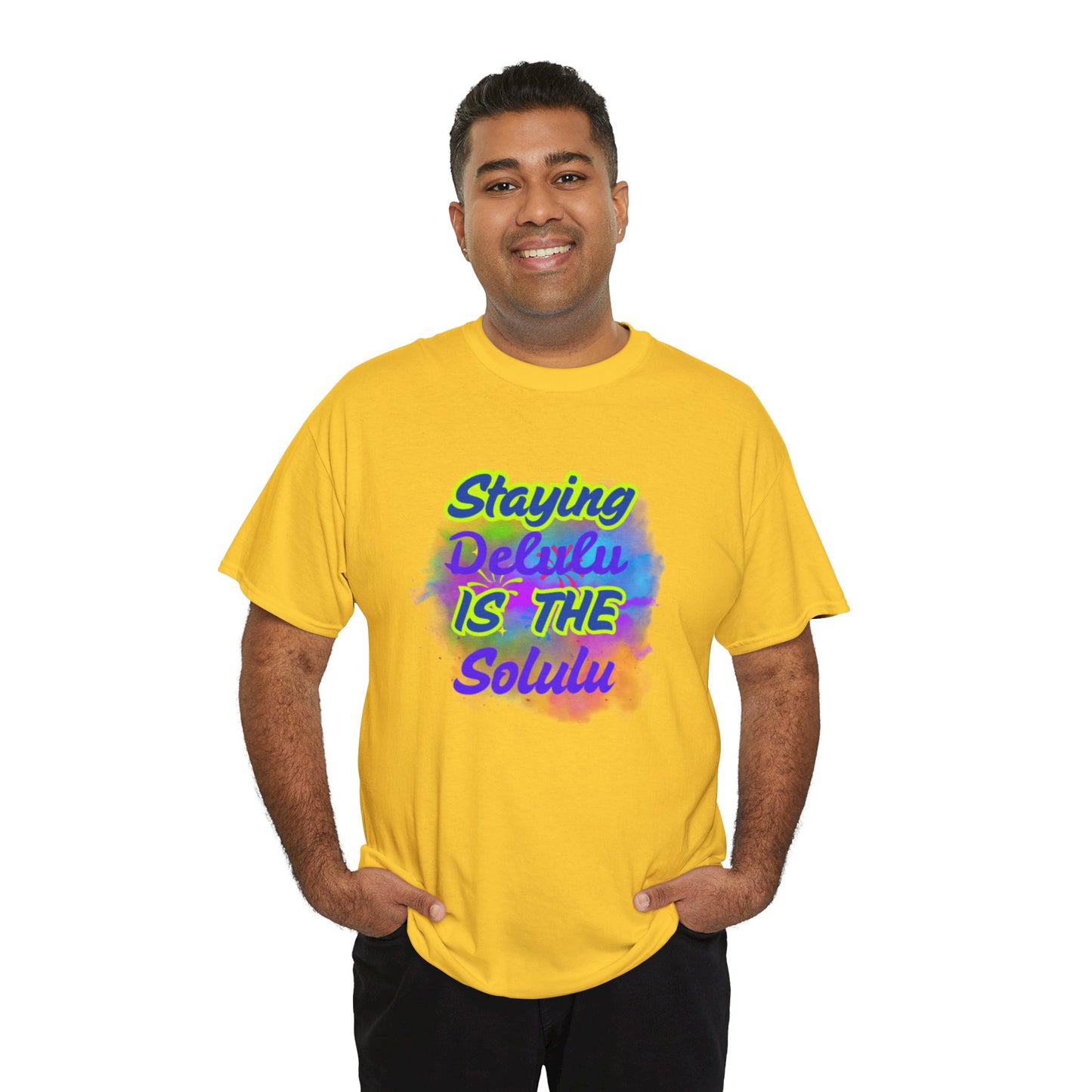 Colorful Staying Delulu Unisex Heavy Cotton Tee - Fun and Relaxed Vibe