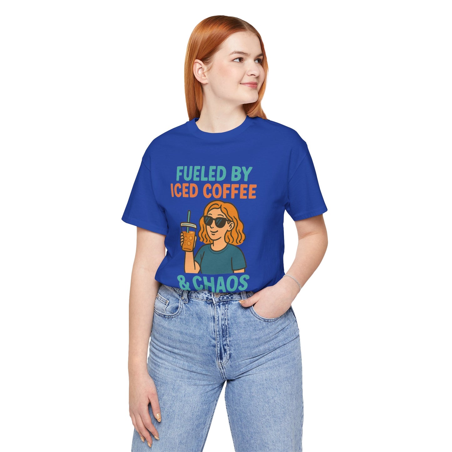 Fueled by Iced Coffee Unisex Tee, Summer Vibe Shirt, Coffee Lover Gift, Casual Wear, Gift for Friends, Funny Graphic Tee