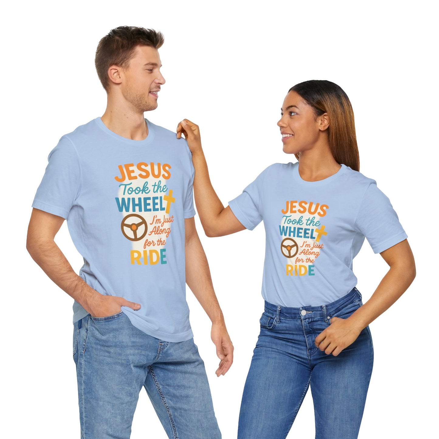 Jesus Took the Wheel Tee, Christian Shirt for Faith, Spiritual Gifts, Inspirational Top, Casual Wear, Religious Apparel