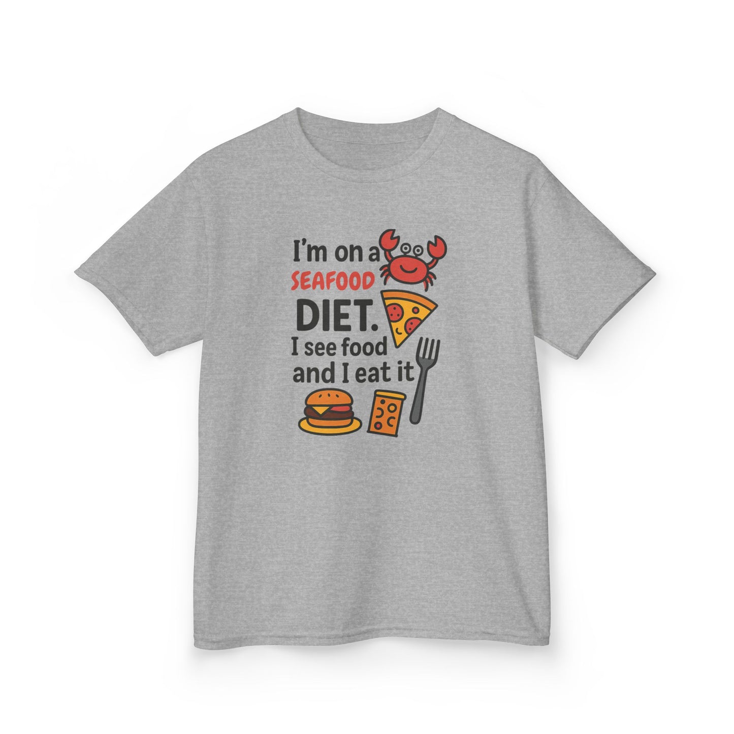 Kids Seafood Diet Tee - Fun Humor Shirt for Seafood Lovers, Birthday Gift, Cute Graphic T-Shirt, Children's Casual Wear, Party Outfit