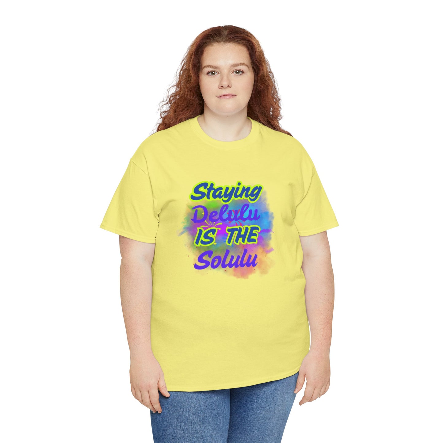 Colorful Staying Delulu Unisex Heavy Cotton Tee - Fun and Relaxed Vibe