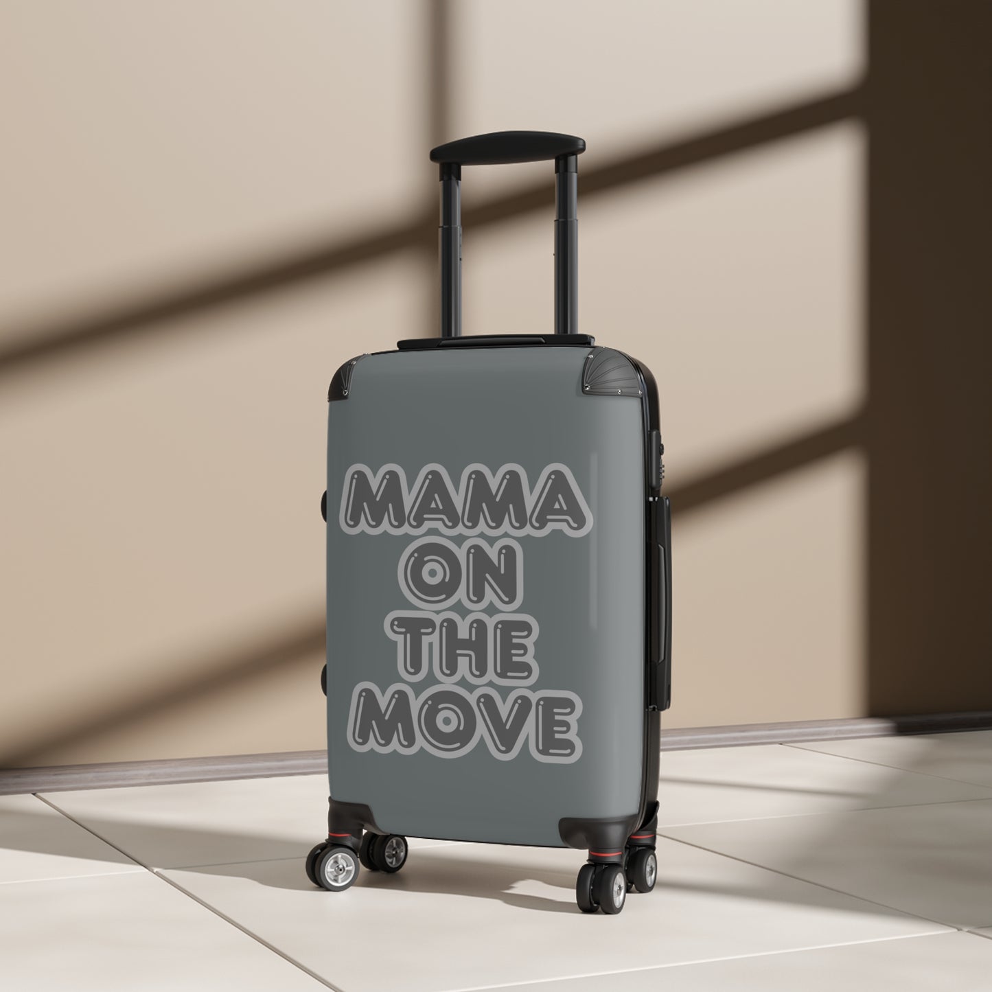 Grey Mama On The Move Suitcase - Stylish Travel Luggage for Busy Moms