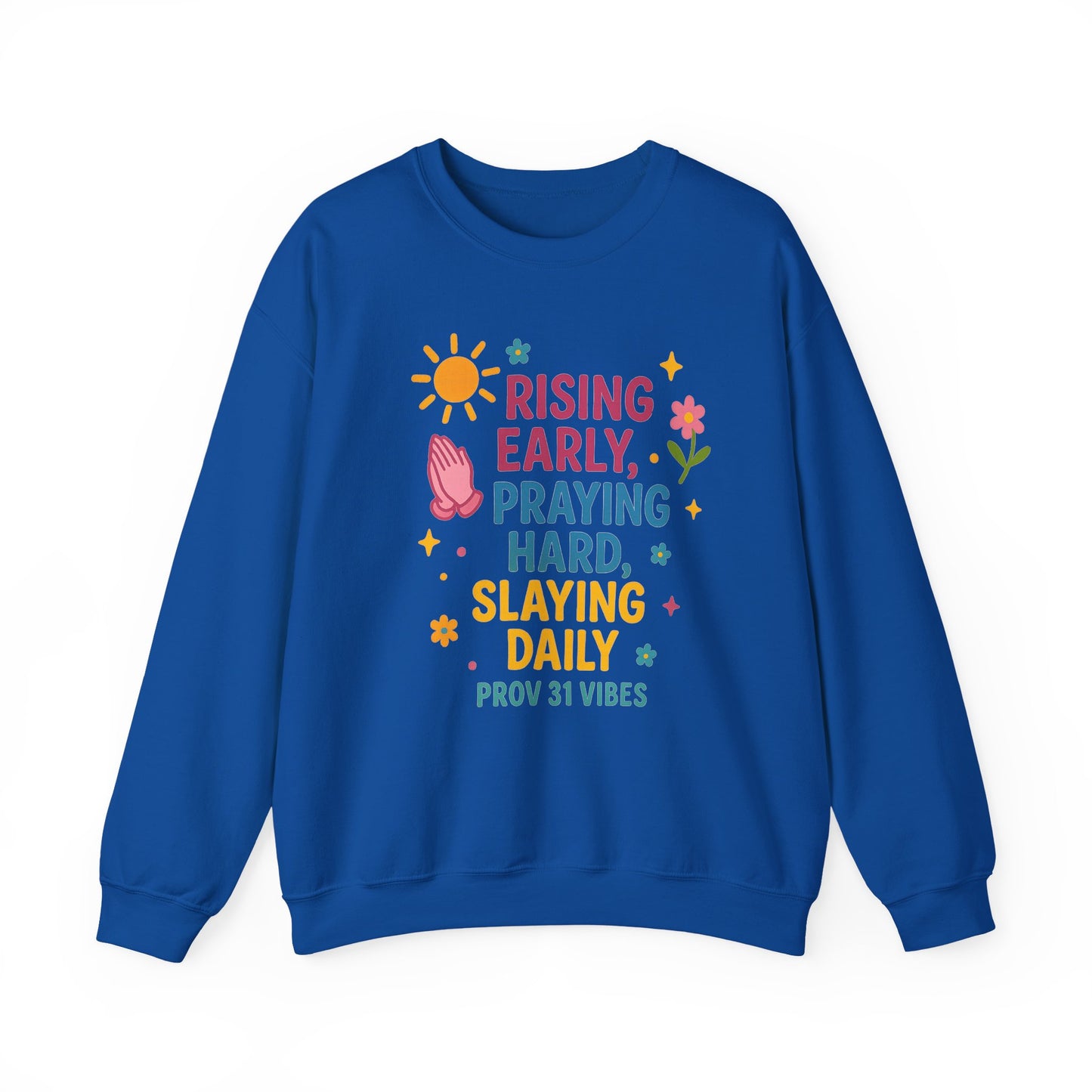 Risen & Slayin' Sweatshirt - Cozy Spiritual Gift for Her, Motivational Crewneck, Daily Inspiration Apparel, Church Outfit, Cute Casual Wear