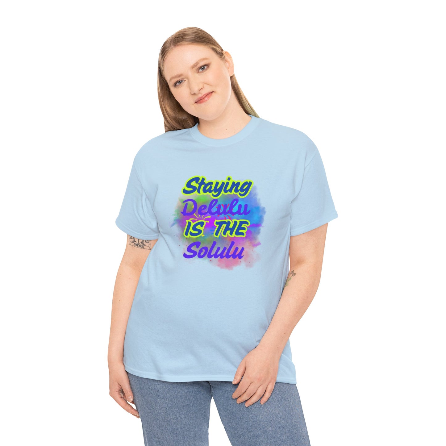 Colorful Staying Delulu Unisex Heavy Cotton Tee - Fun and Relaxed Vibe