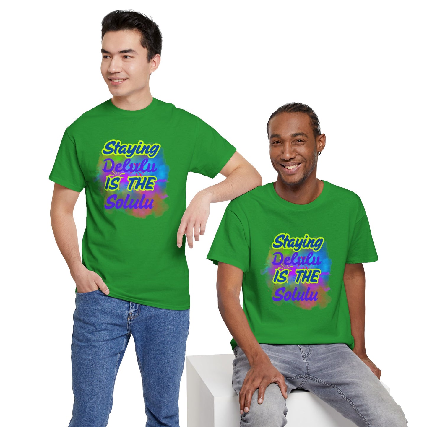 Colorful Staying Delulu Unisex Heavy Cotton Tee - Fun and Relaxed Vibe