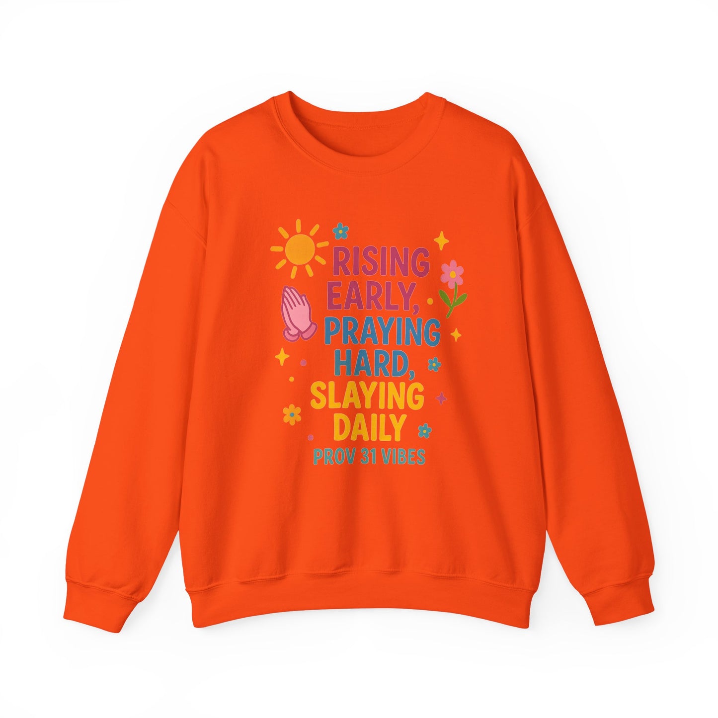 Risen & Slayin' Sweatshirt - Cozy Spiritual Gift for Her, Motivational Crewneck, Daily Inspiration Apparel, Church Outfit, Cute Casual Wear