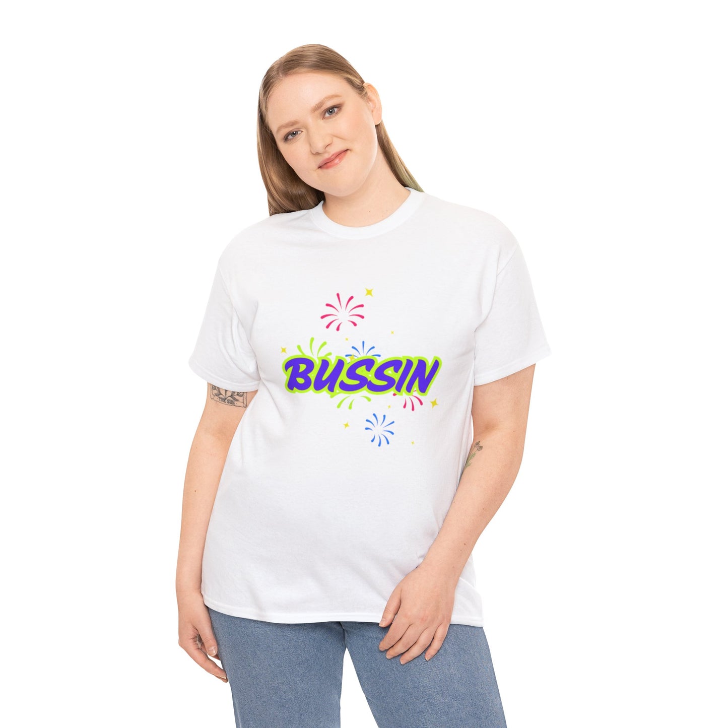 Bussin' Unisex Heavy Cotton Tee - Fun Graphic Shirt for Casual Wear