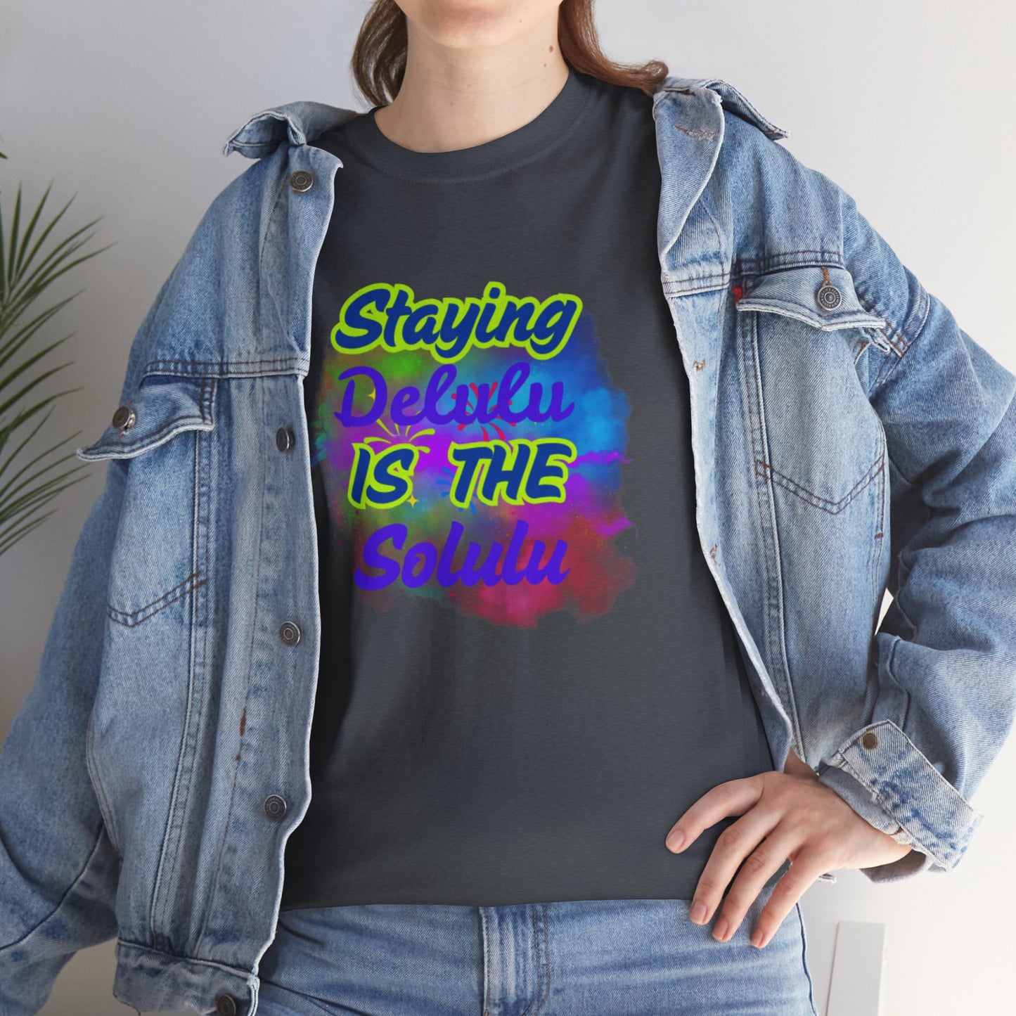 Colorful Staying Delulu Unisex Heavy Cotton Tee - Fun and Relaxed Vibe
