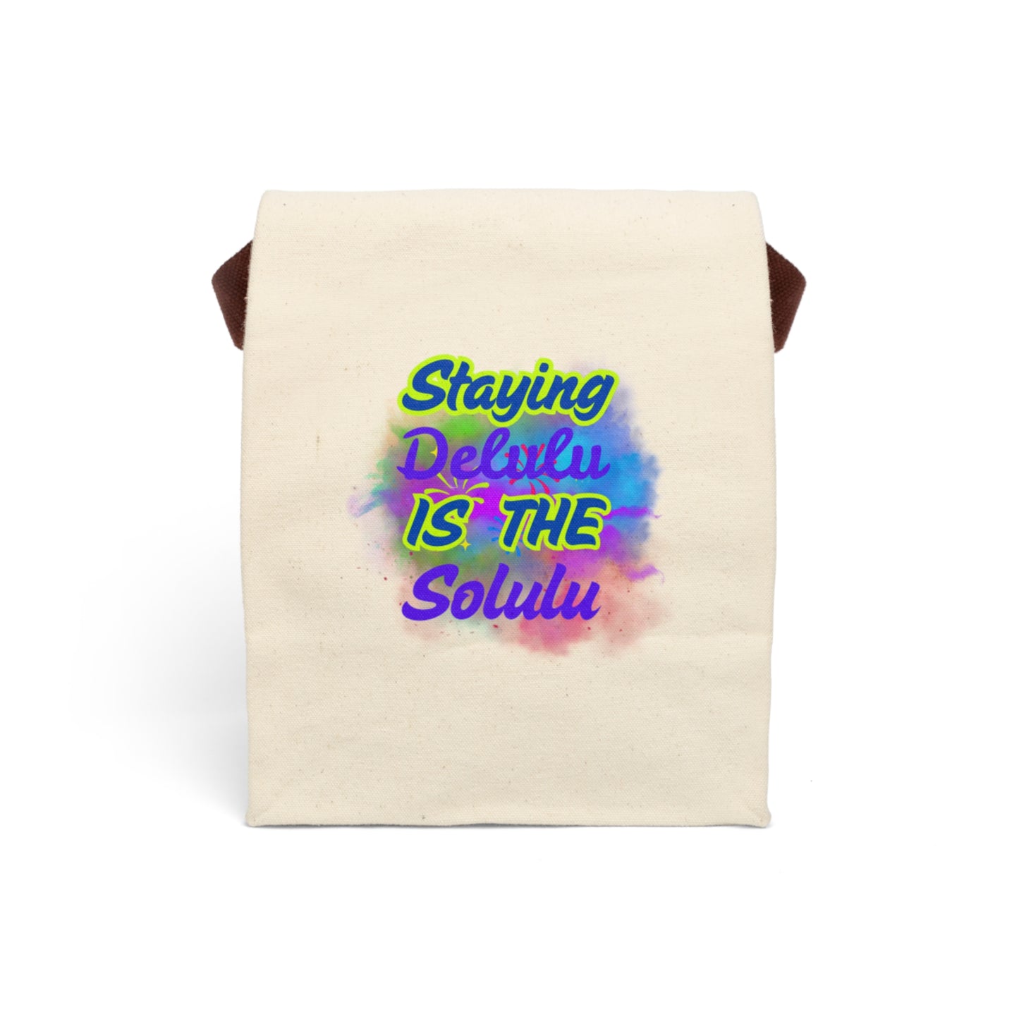 Vibrant Canvas Lunch Bag - 'Staying Delulu is the Solulu' Design