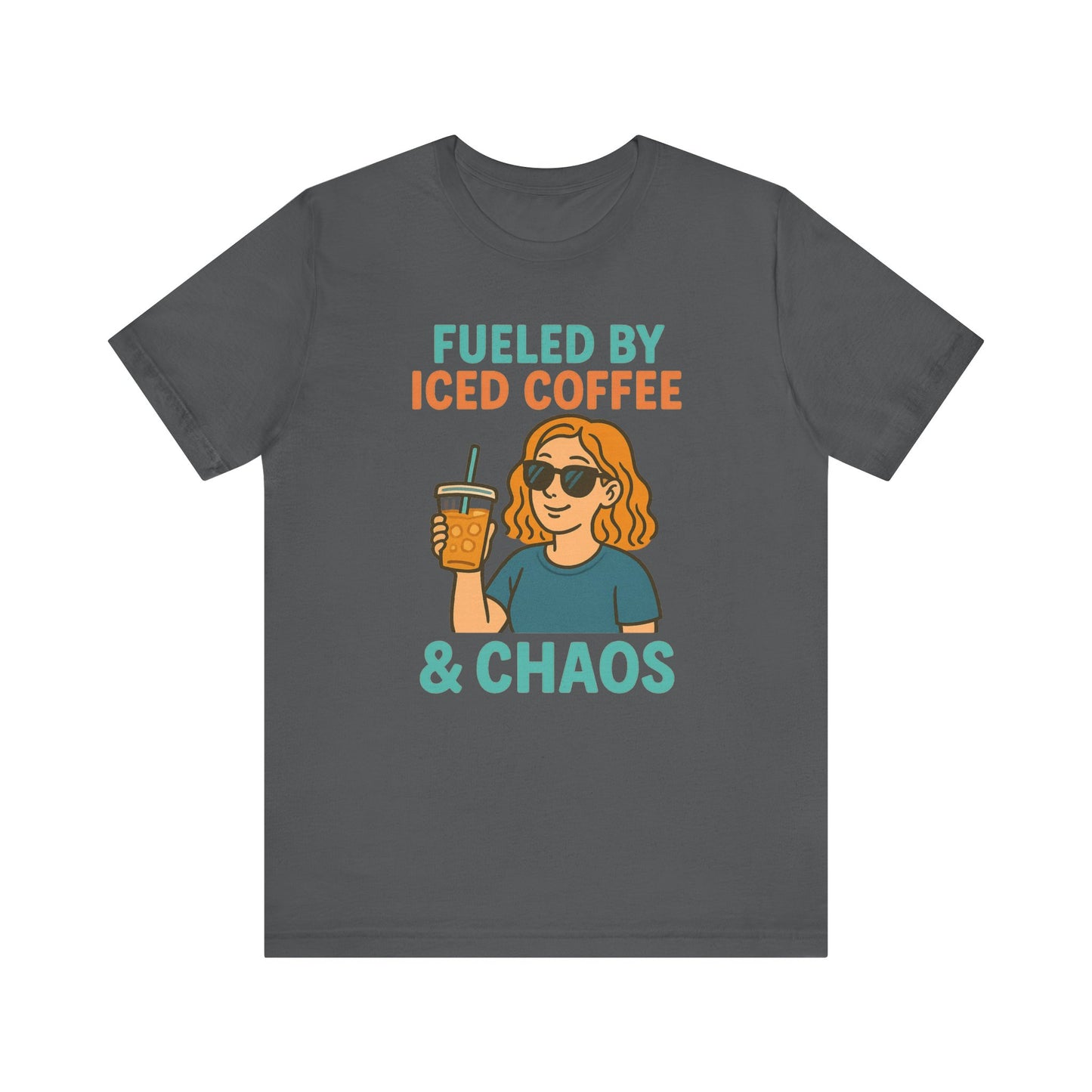 Fueled by Iced Coffee Unisex Tee, Summer Vibe Shirt, Coffee Lover Gift, Casual Wear, Gift for Friends, Funny Graphic Tee