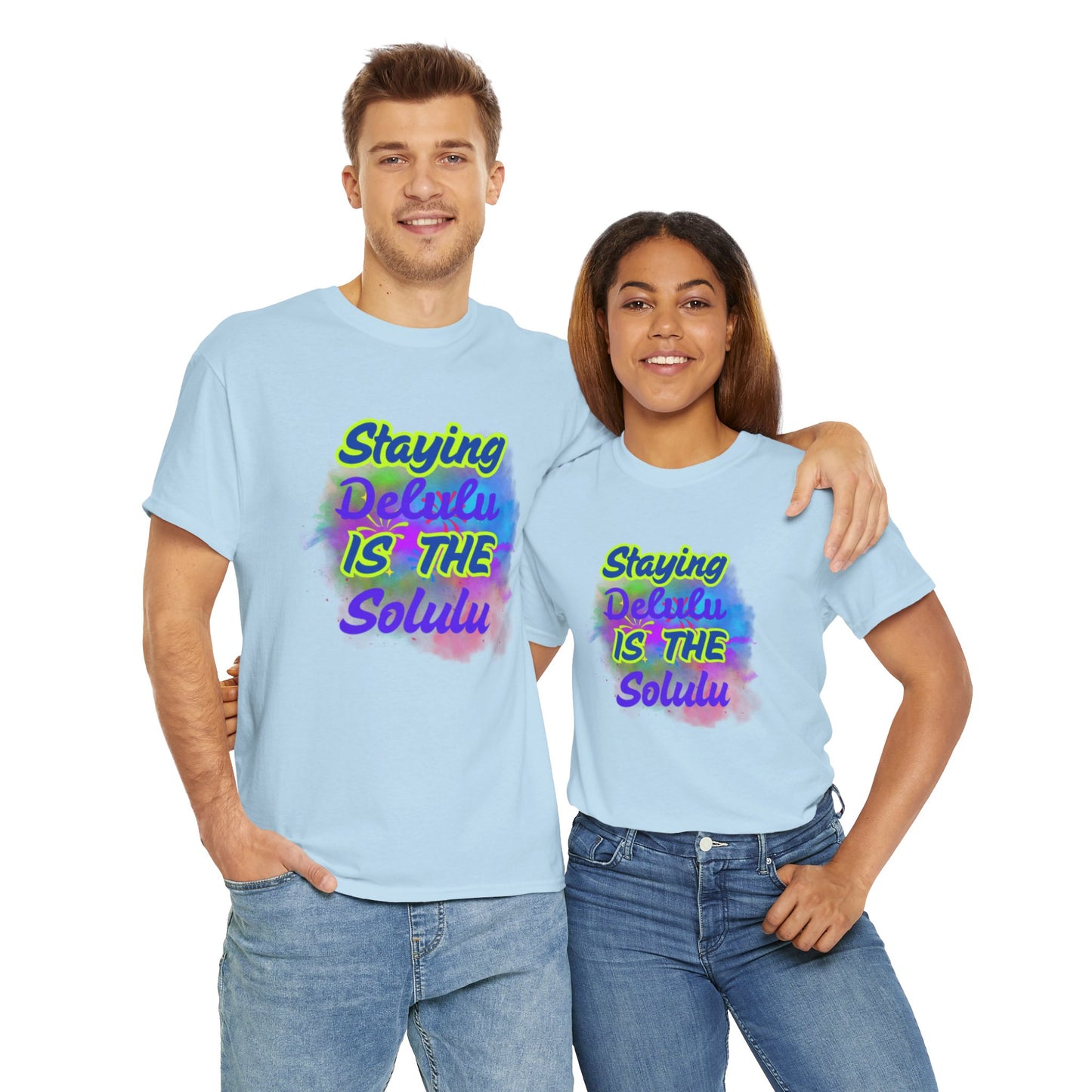 Colorful Staying Delulu Unisex Heavy Cotton Tee - Fun and Relaxed Vibe