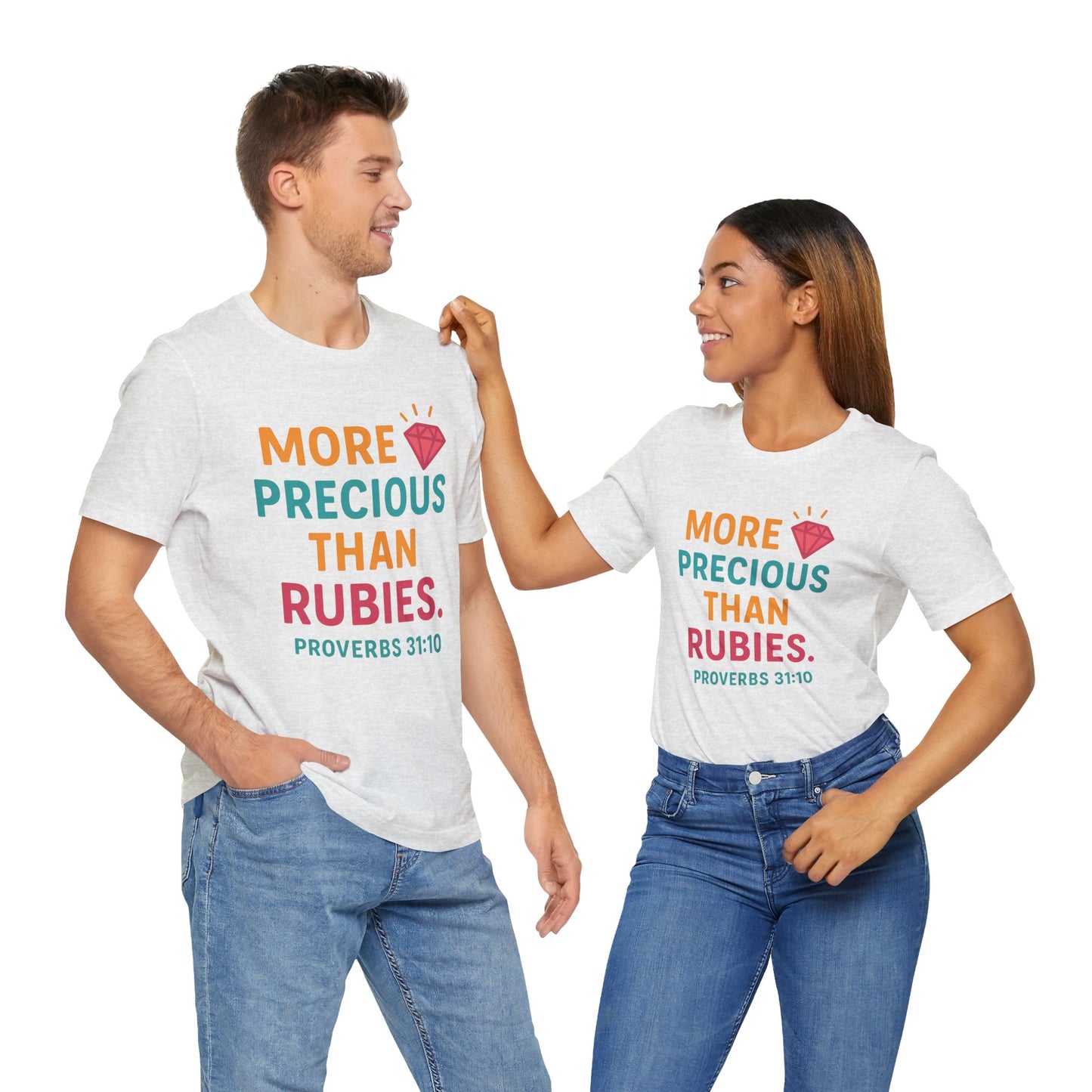 More Precious Than Rubies Tee, Inspirational T-Shirt, Faith-Based Clothing, Christian Gift, Bible Verse Apparel